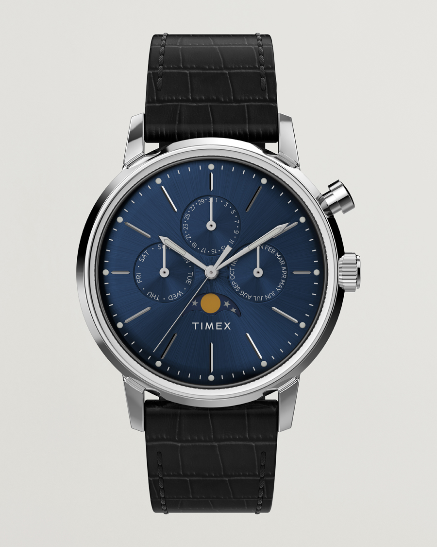 Men | Timex Marlin Moon Phase Quartz 40mm Blue Dial | Timex | Marlin Moon Phase Quartz 40mm Blue Dial