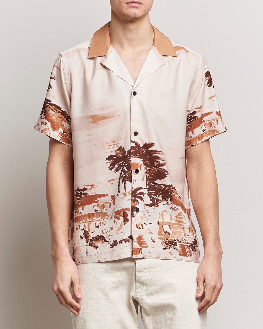 Men | Shirts | LES DEUX | Coastal Printed Short Sleeve Shirt Terracotta