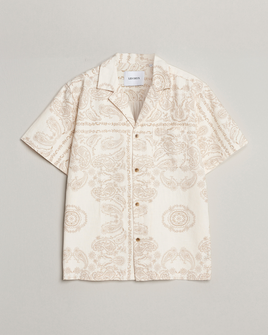 Men | Shirts | LES DEUX | Lesley Paisley Short Sleeve Shirt Light Ivory