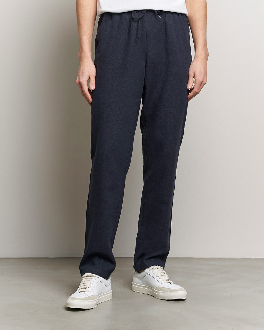 Men | Trousers | LES DEUX | Patrick Linen Pants Dark Navy