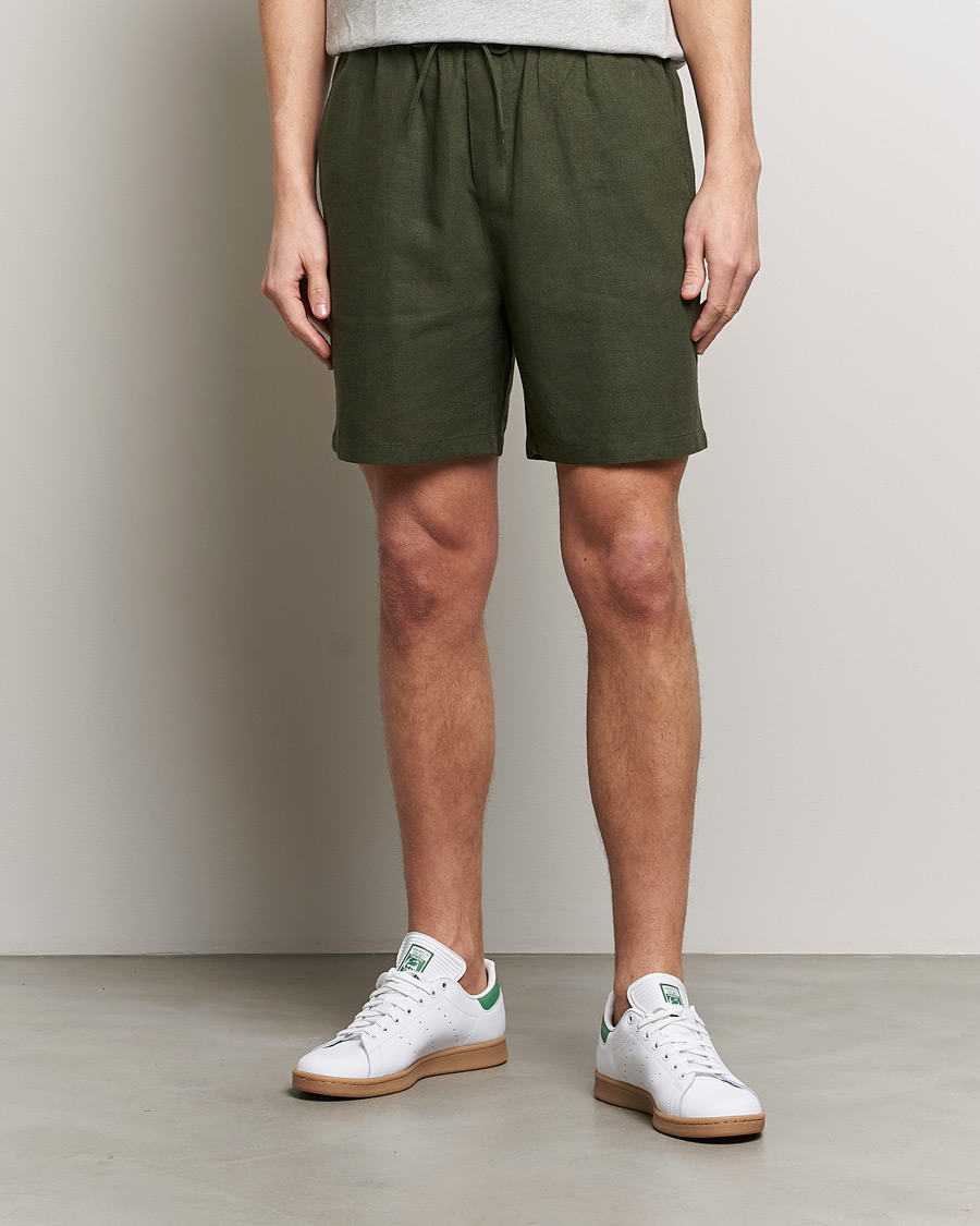 Men | Shorts | LES DEUX | Otto Linen Shorts Forrest Green
