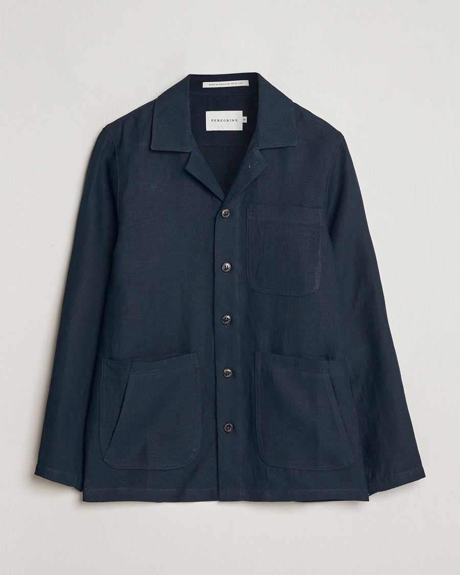 Men | Shirts | Peregrine | Grange Linen Shacket Navy