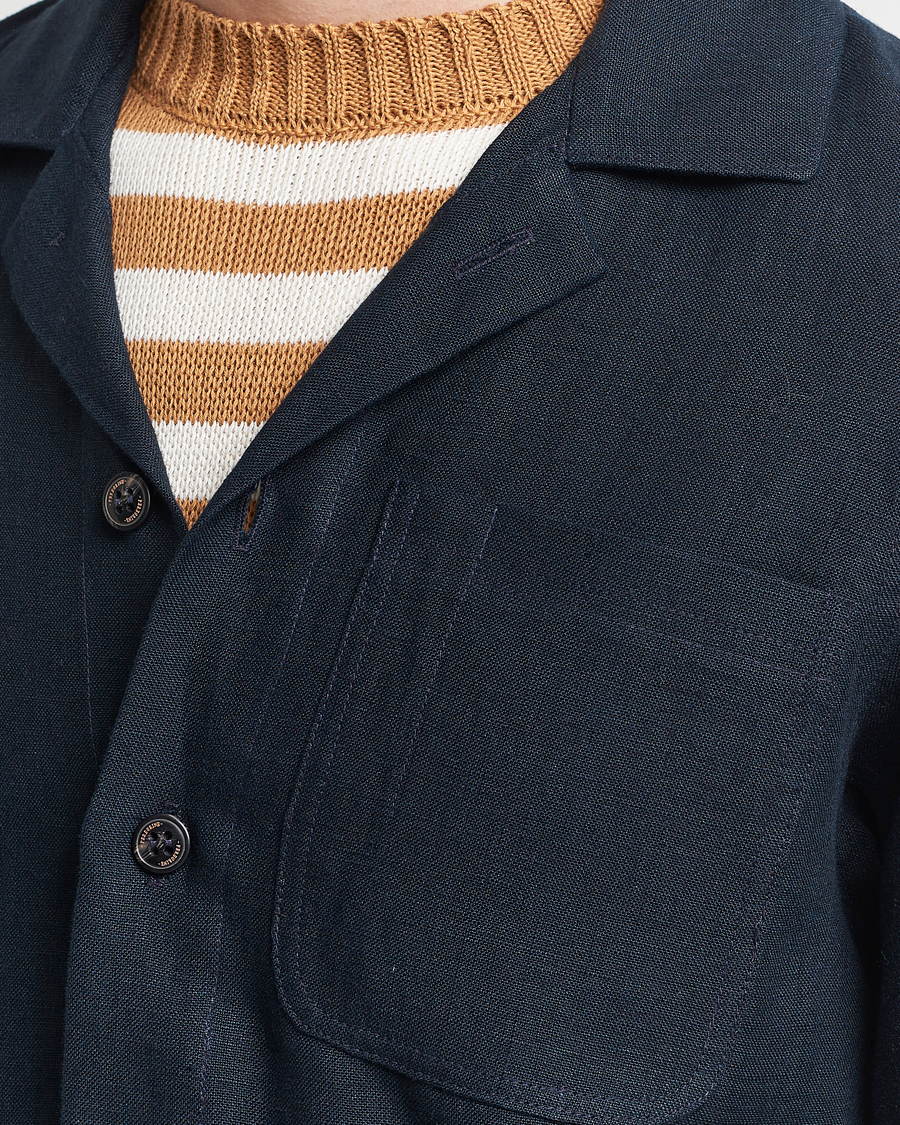 Men | Shirts | Peregrine | Grange Linen Shacket Navy
