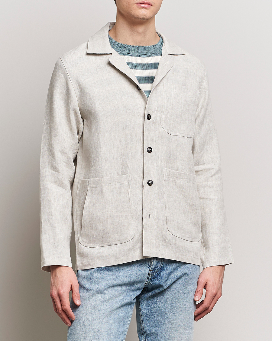 Men | Shirts | Peregrine | Grange Linen Shacket Natural