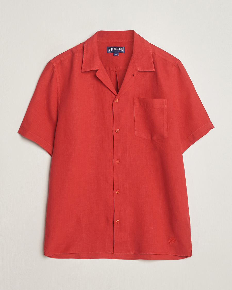 Men | Shirts | Vilebrequin | Carhli Resort Short Sleeve Shirt Mouline Rouge