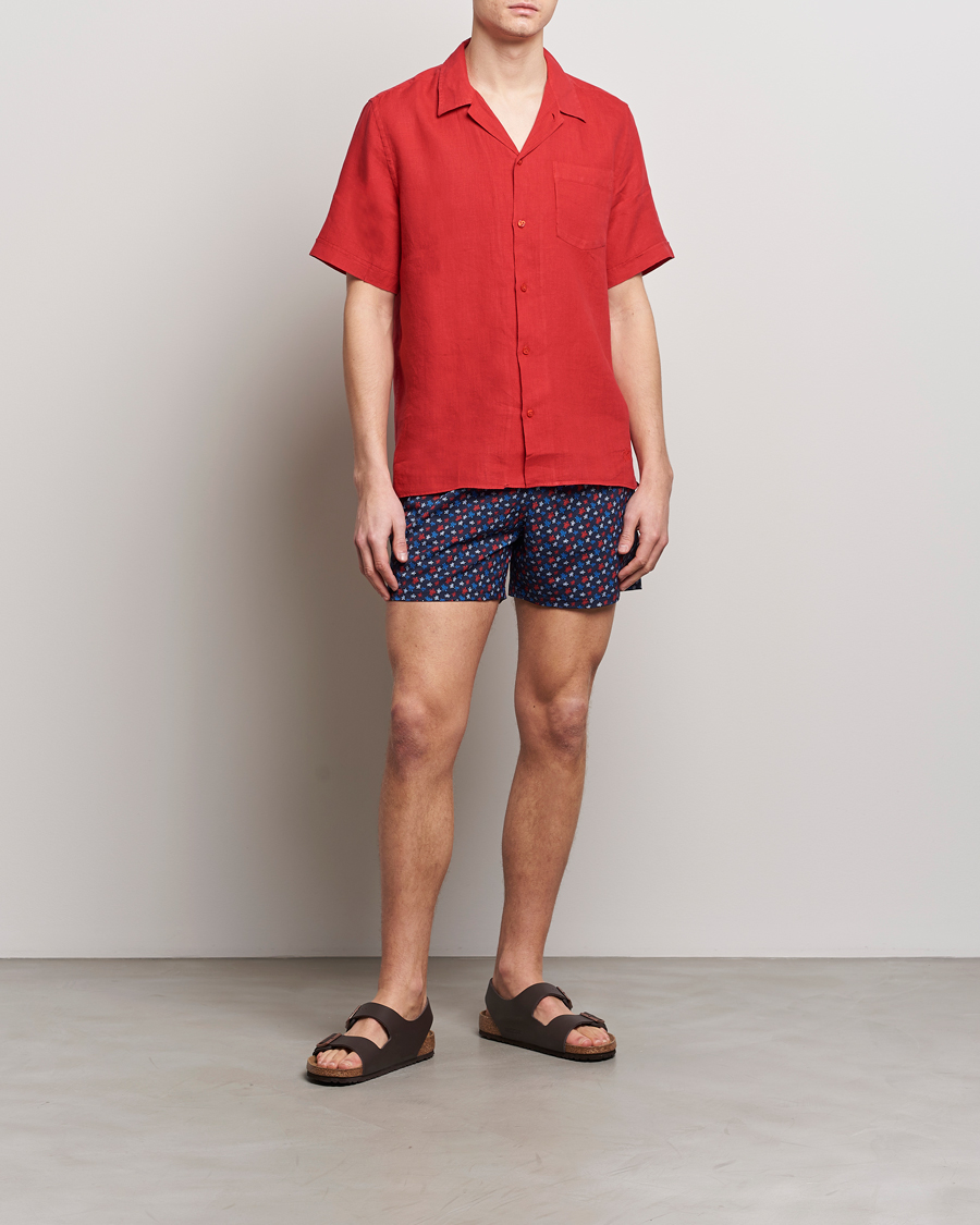 Men | Shirts | Vilebrequin | Carhli Resort Short Sleeve Shirt Mouline Rouge