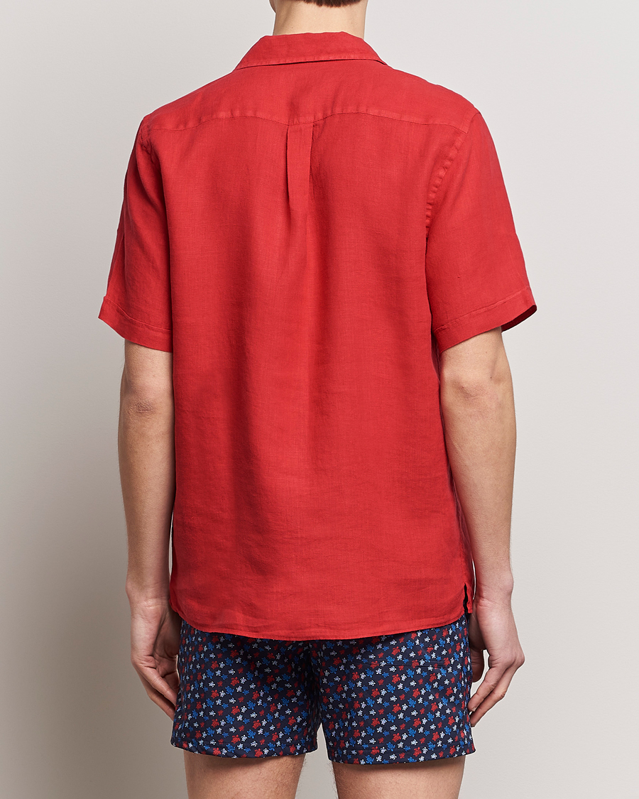 Men | Shirts | Vilebrequin | Carhli Resort Short Sleeve Shirt Mouline Rouge