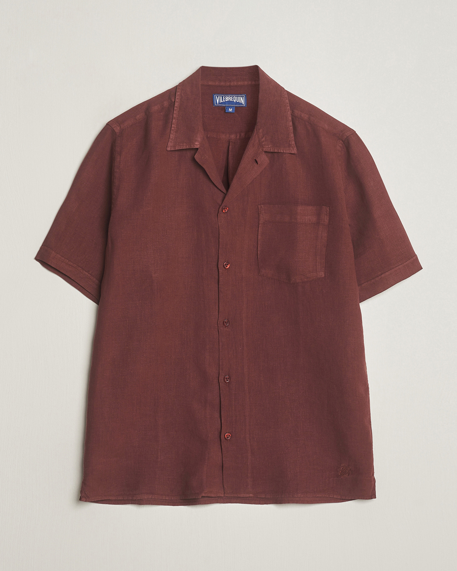 Men | Shirts | Vilebrequin | Carhli Resort Short Sleeve Shirt Acajou