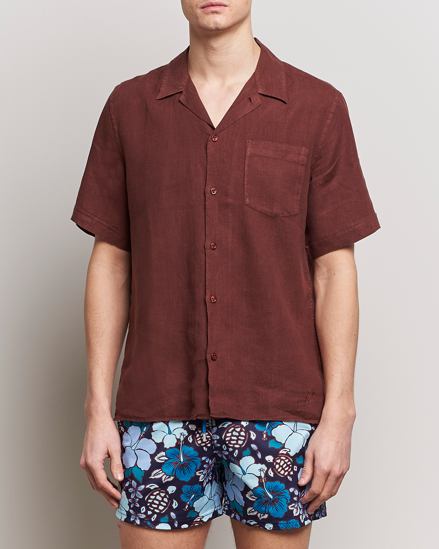 Men | Shirts | Vilebrequin | Carhli Resort Short Sleeve Shirt Acajou