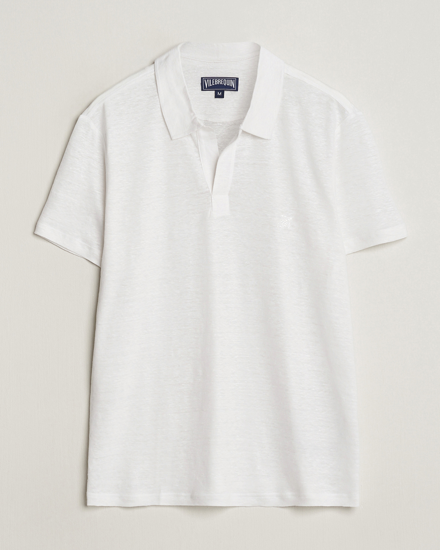 Men | Polo Shirts | Vilebrequin | Pyramid Linen Jersey Polo Blanc