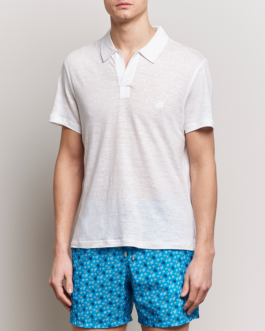 Men | Polo Shirts | Vilebrequin | Pyramid Linen Jersey Polo Blanc