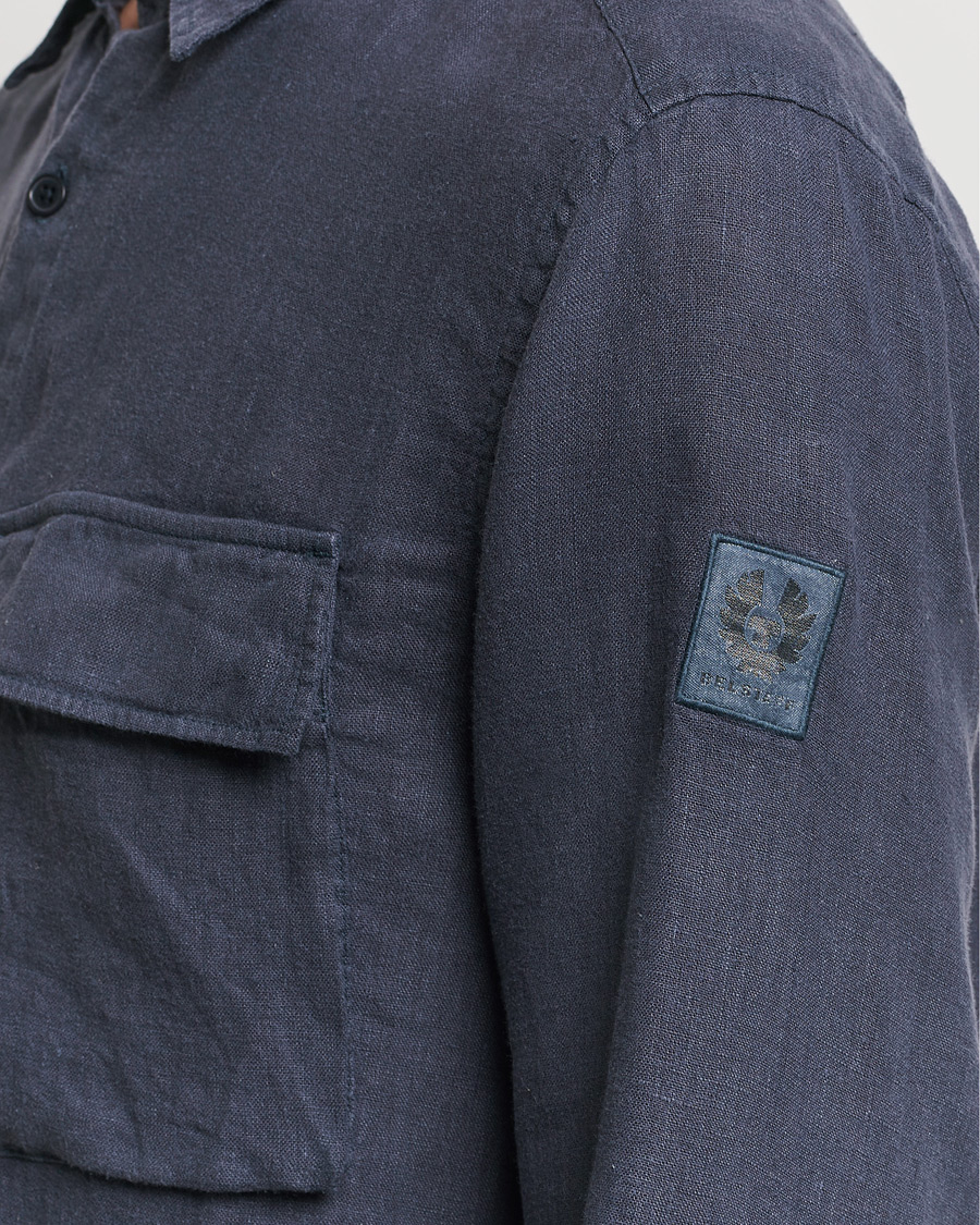 Men | Shirts | Belstaff | Scale Linen Pocket Shirt Dark Ink
