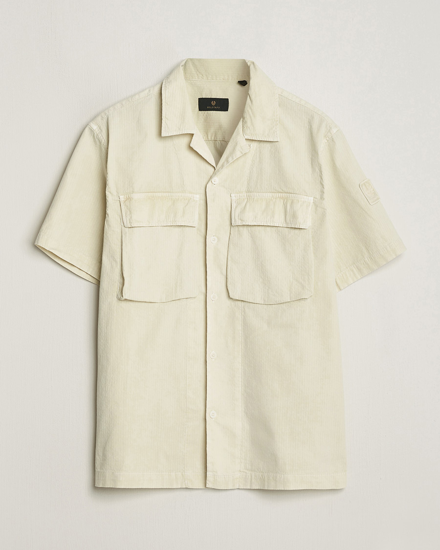 Men | Shirts | Belstaff | Caster Short Sleeve Seersucker Shirt Beige