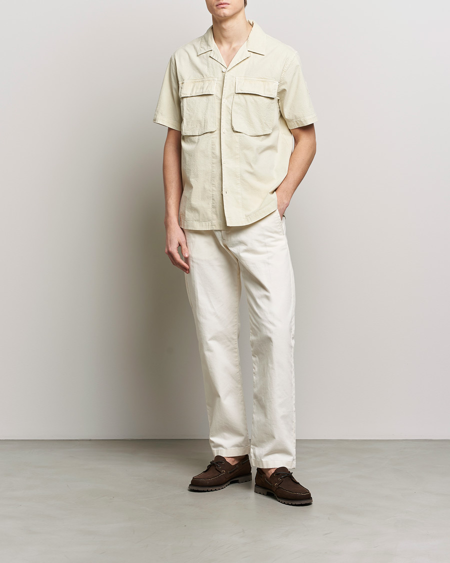 Men | Shirts | Belstaff | Caster Short Sleeve Seersucker Shirt Beige