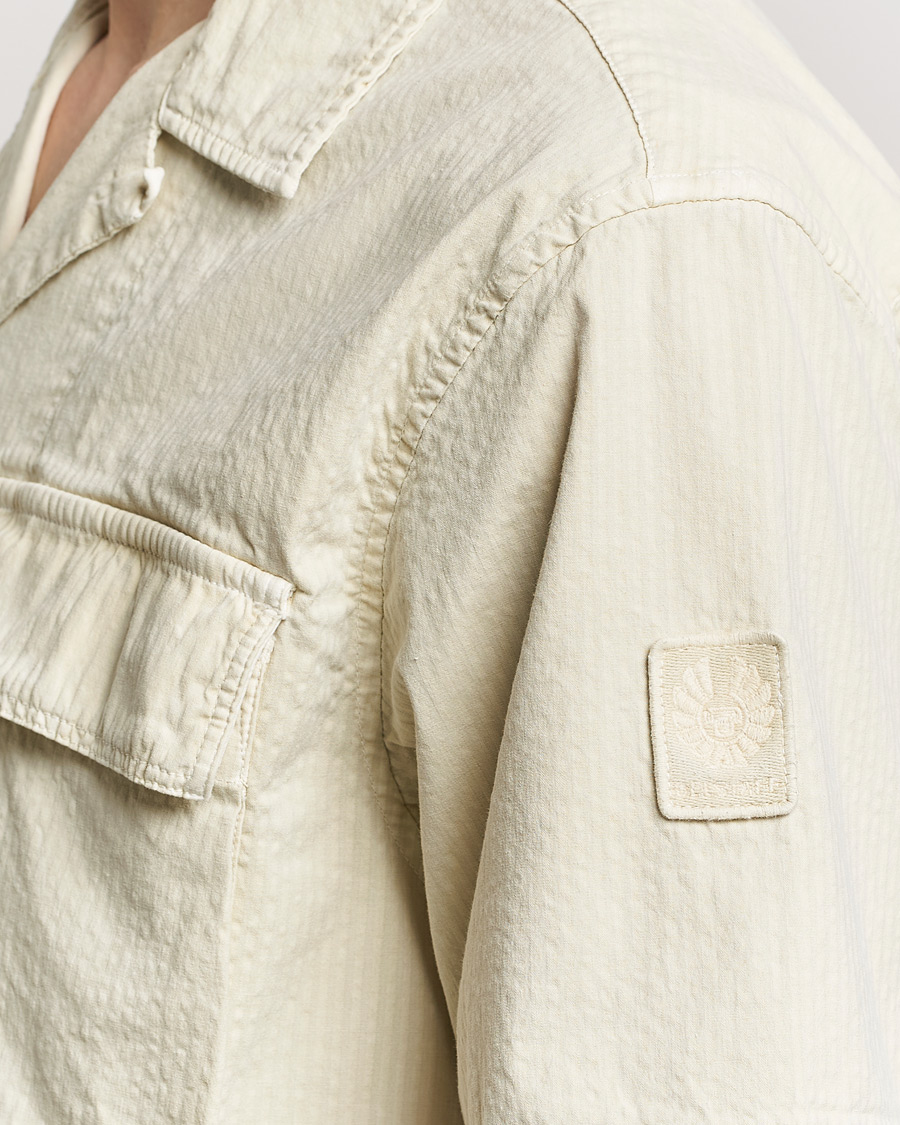Men | Shirts | Belstaff | Caster Short Sleeve Seersucker Shirt Beige