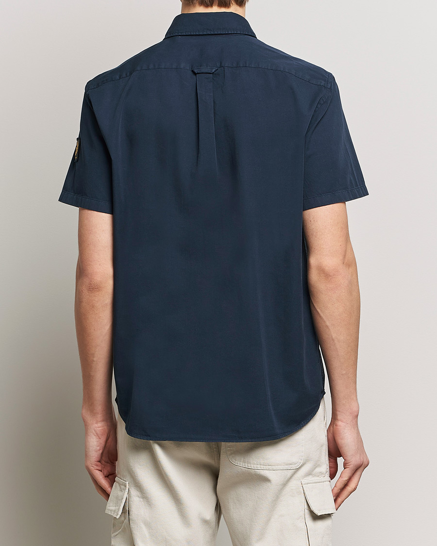 Men | Shirts | Belstaff | Scale Short Sleeve Cotton Shirt Dark Ink