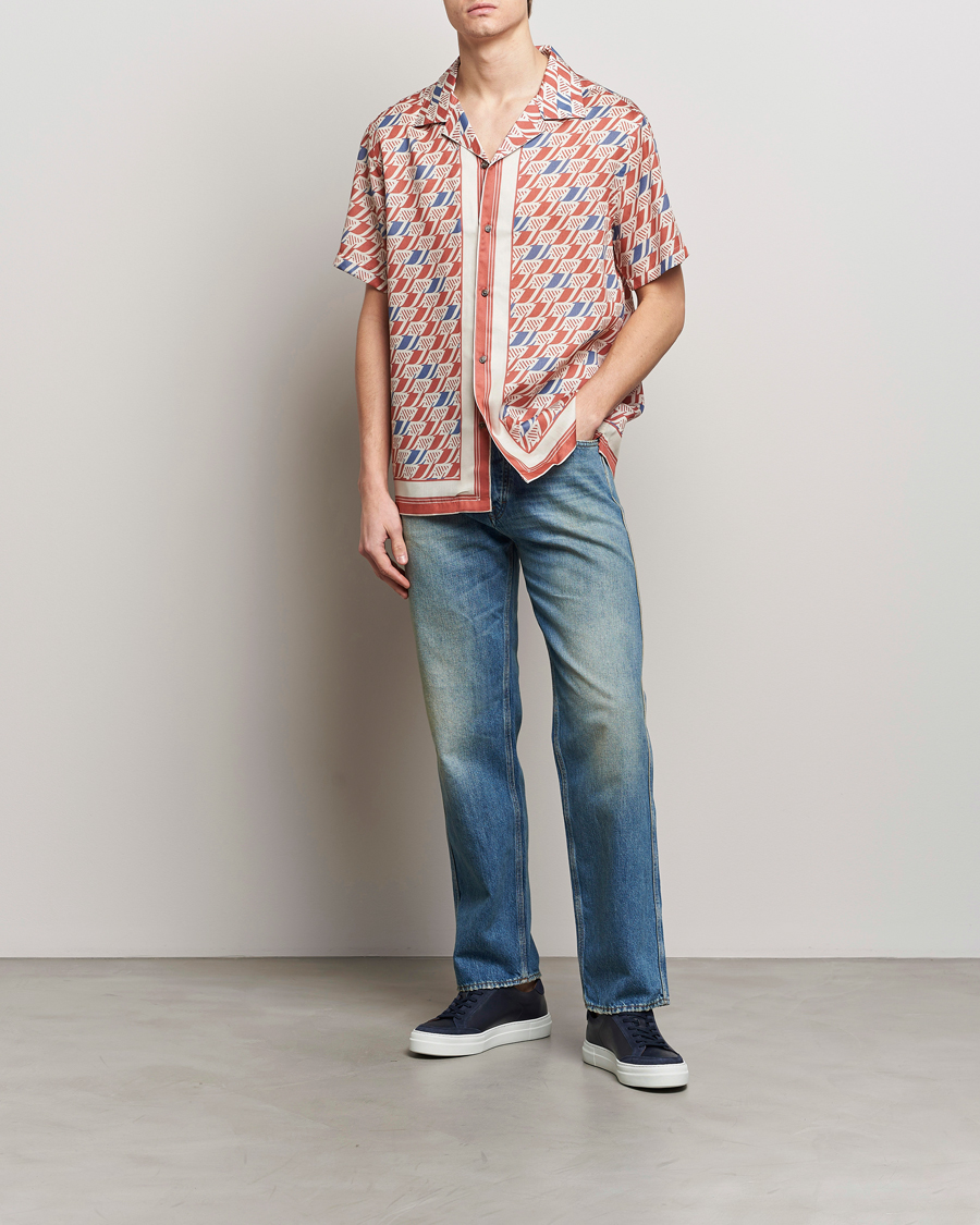 Men | Shirts | J.Lindeberg | Elio Tencel Moto Print Short Sleeve Shirt Multi