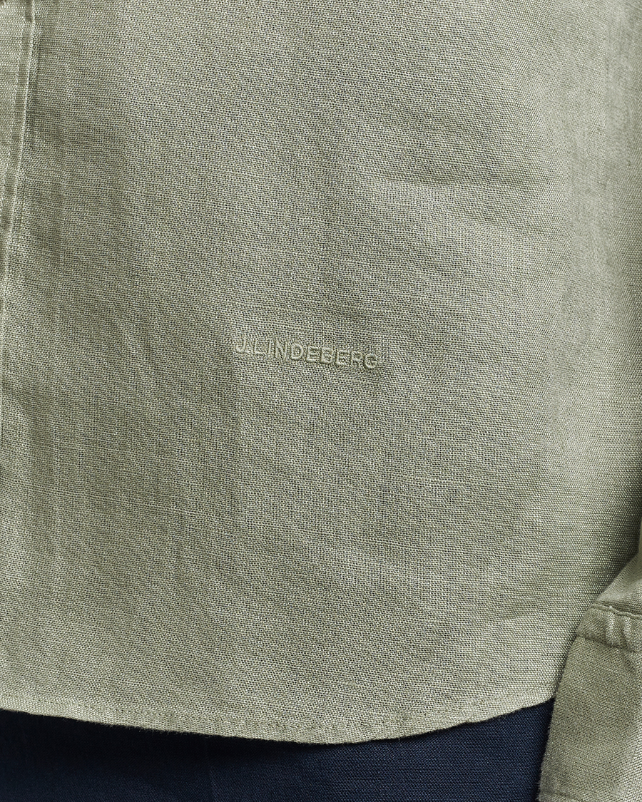 Men | Shirts | J.Lindeberg | Regular Fit Clean Linen Shirt Oil Green