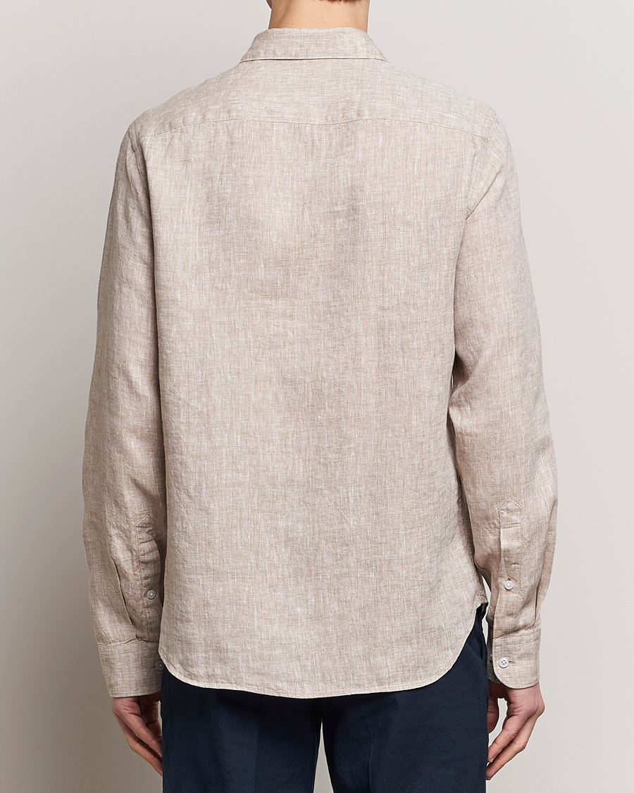 Men | Shirts | J.Lindeberg | Slim Fit Linen Melange Shirt Batique Khaki