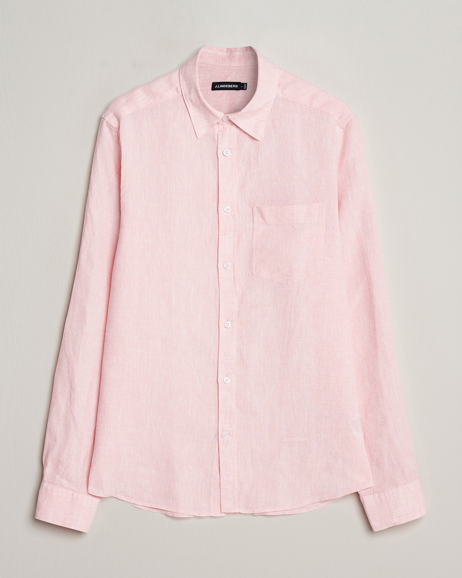Men | Shirts | J.Lindeberg | Slim Fit Linen Melange Shirt Powder Pink
