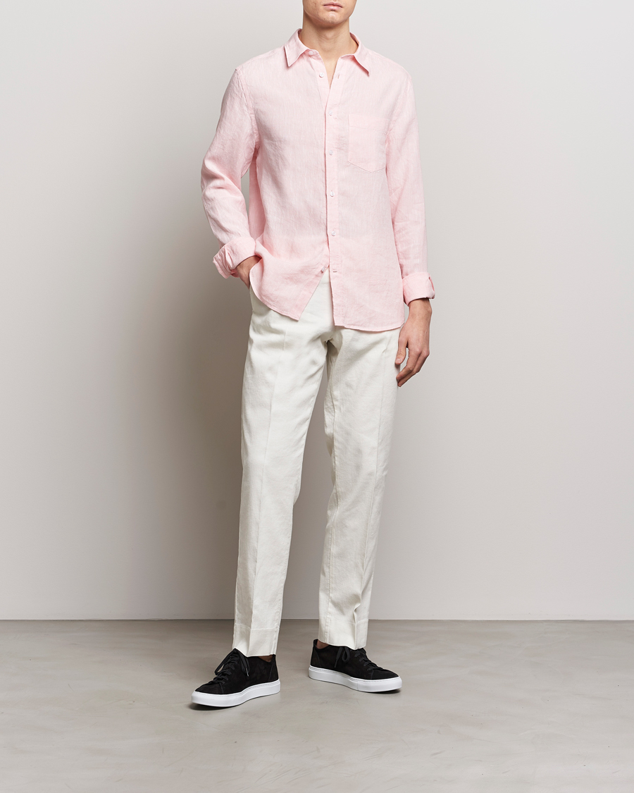 Men | Shirts | J.Lindeberg | Slim Fit Linen Melange Shirt Powder Pink