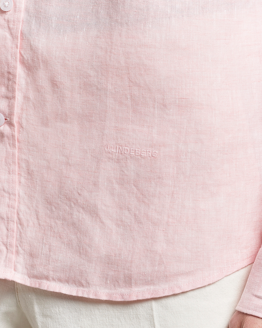 Men | Shirts | J.Lindeberg | Slim Fit Linen Melange Shirt Powder Pink
