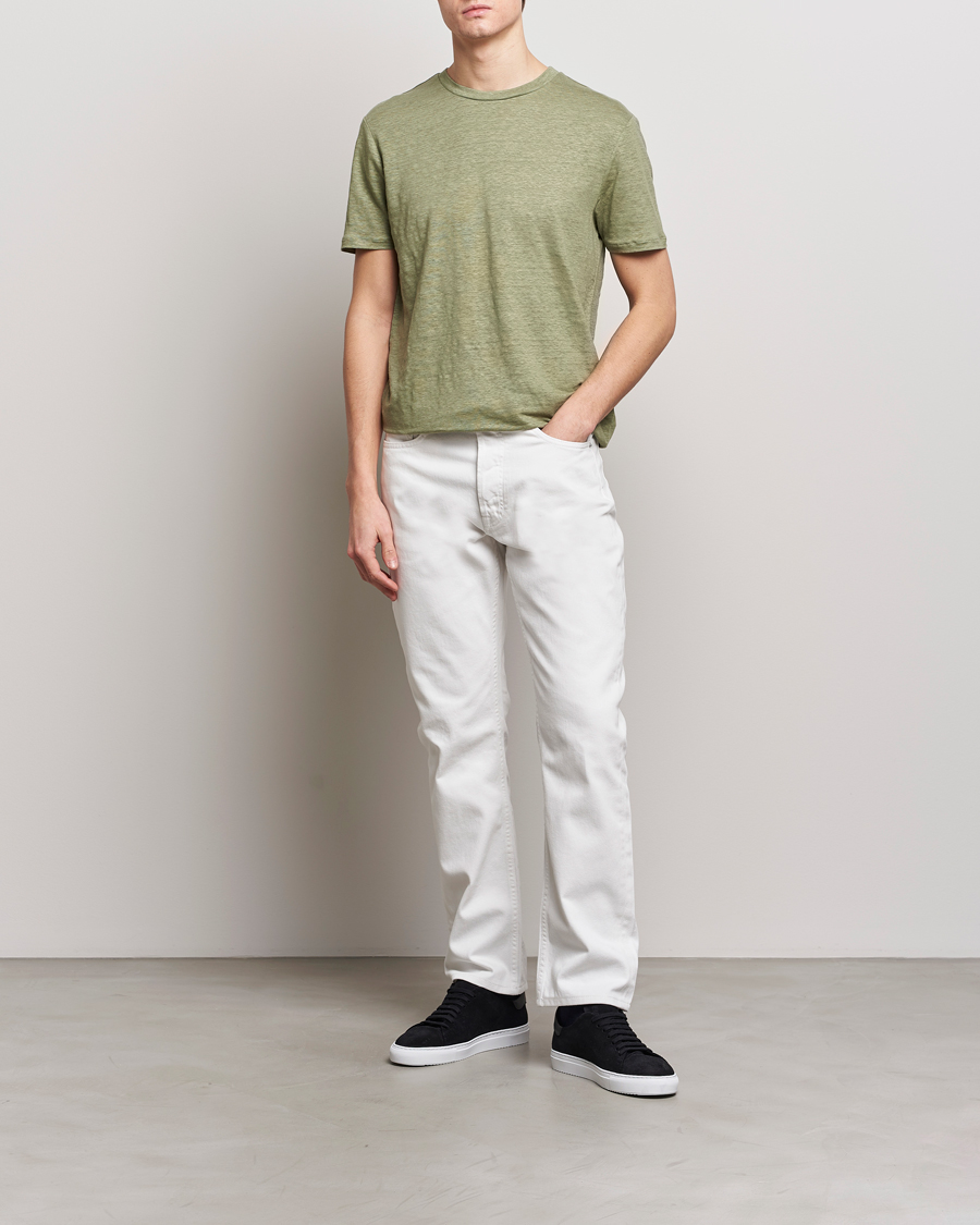 Men | T-Shirts | J.Lindeberg | Coma Linen T-Shirt Oil Green