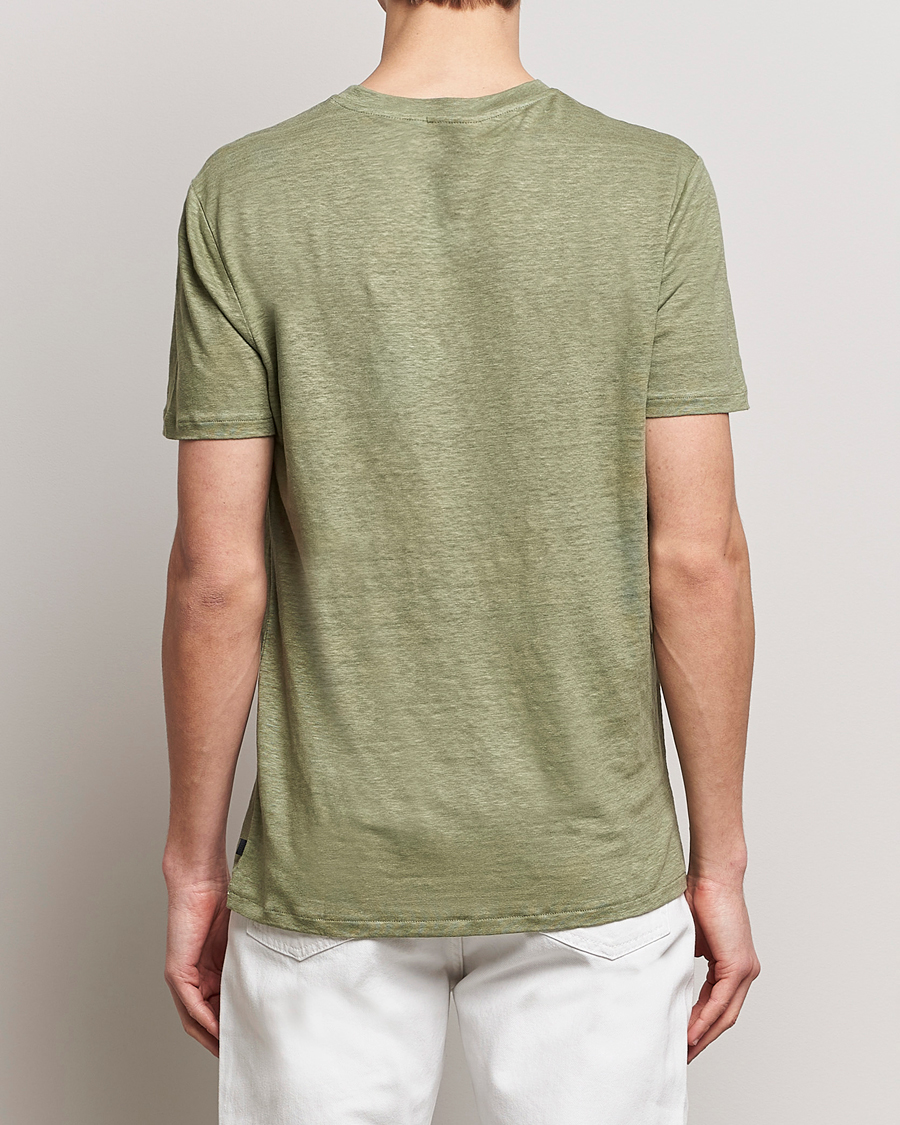 Men | T-Shirts | J.Lindeberg | Coma Linen T-Shirt Oil Green