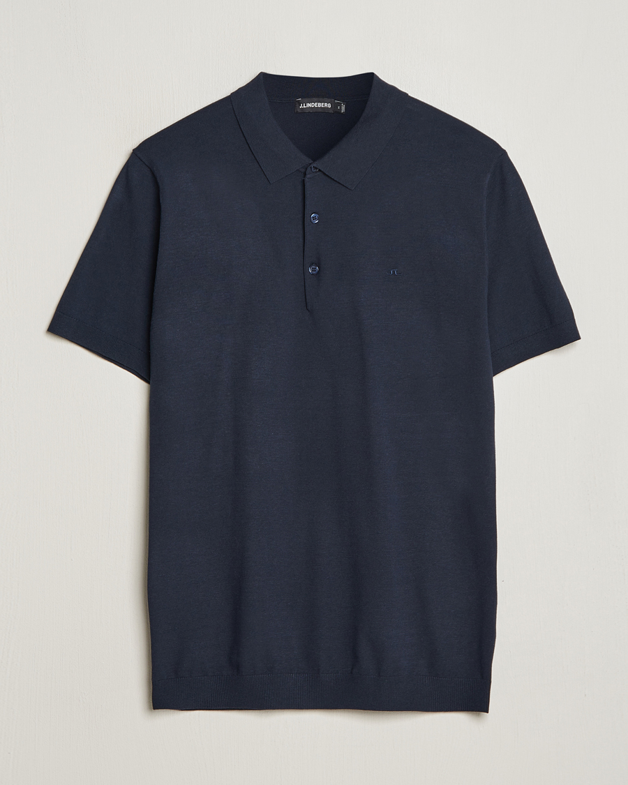 Men | Polo Shirts | J.Lindeberg | Ridge Rayon Silk Polo Navy