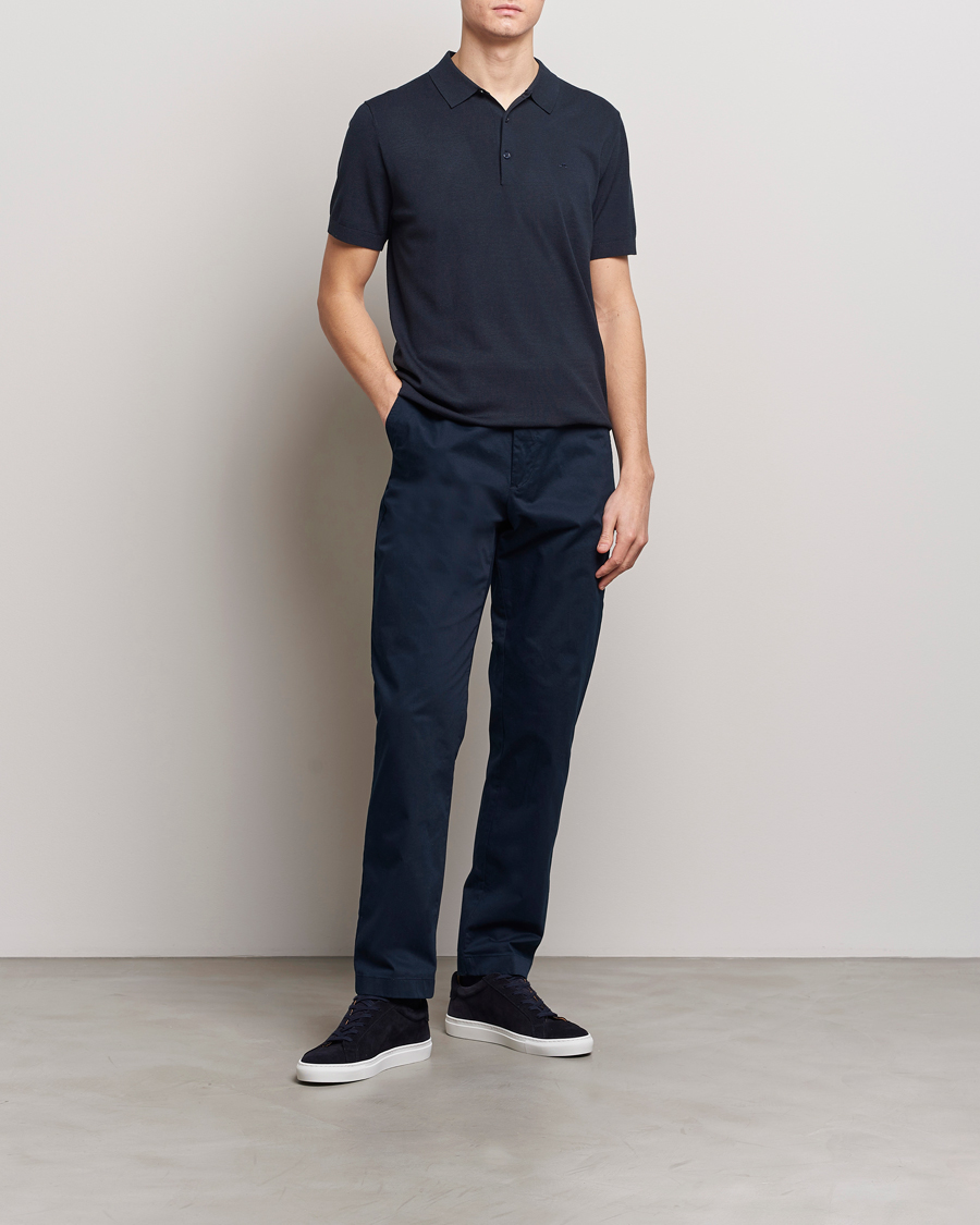 Men | Polo Shirts | J.Lindeberg | Ridge Rayon Silk Polo Navy
