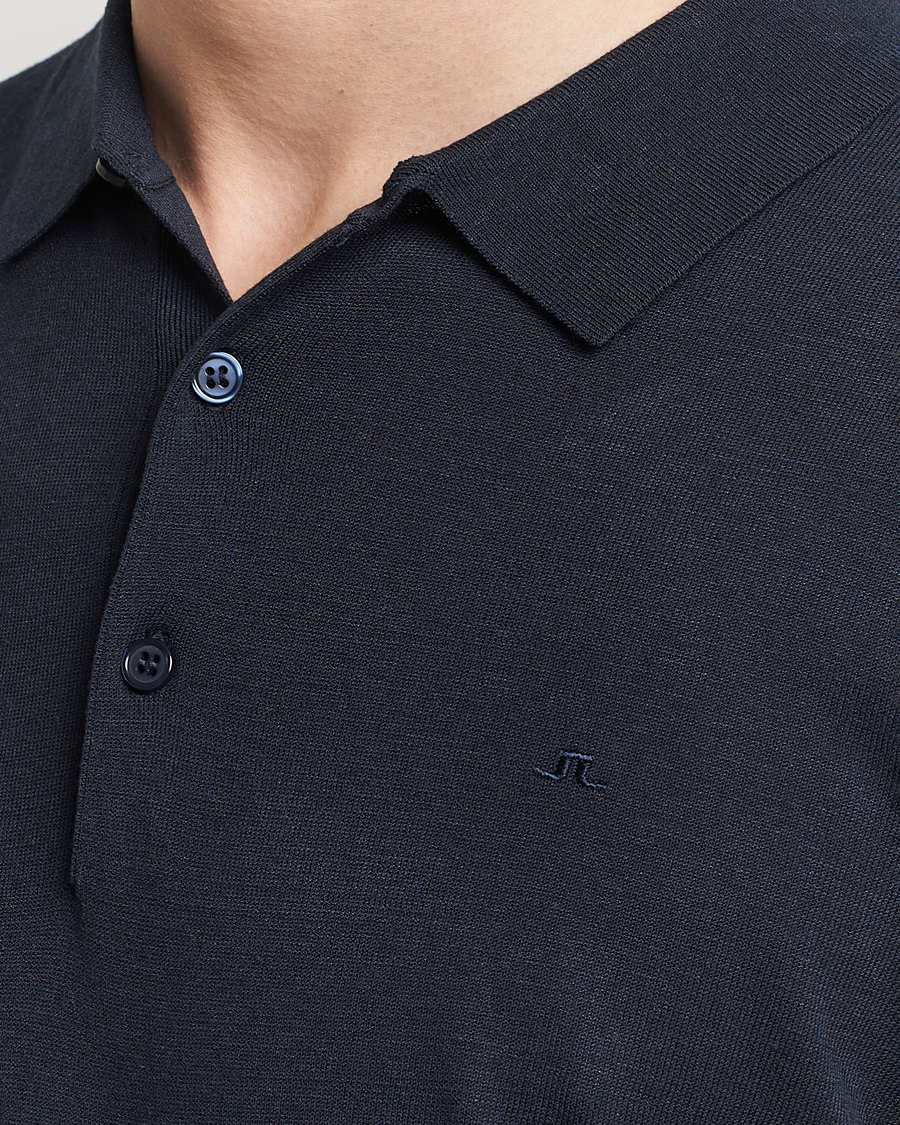 Men | Polo Shirts | J.Lindeberg | Ridge Rayon Silk Polo Navy