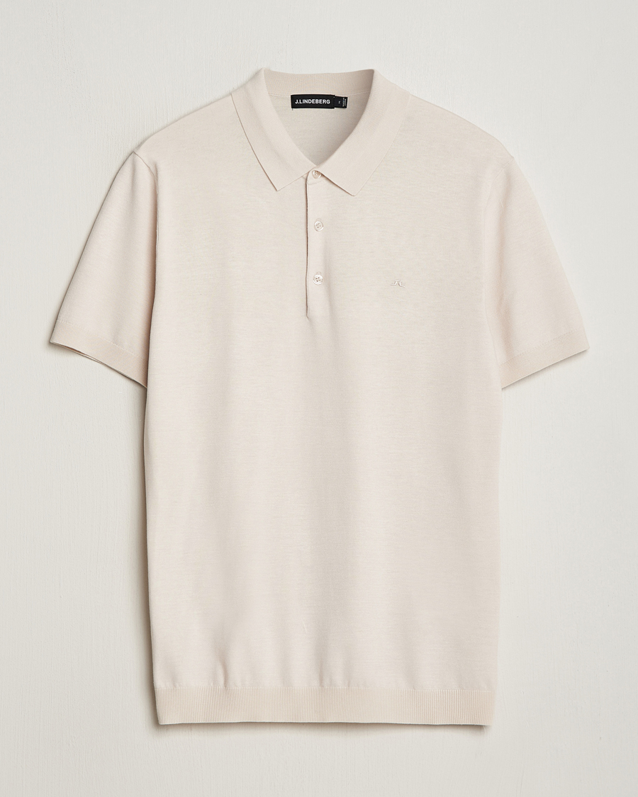 Men | Polo Shirts | J.Lindeberg | Ridge Rayon Silk Polo Moonbeam
