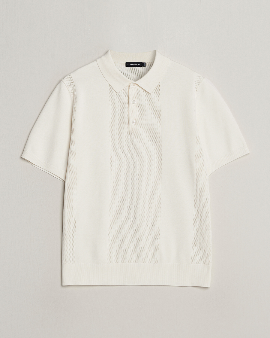 Men | Polo Shirts | J.Lindeberg | Reymond Solid Knitted Polo Cloud White