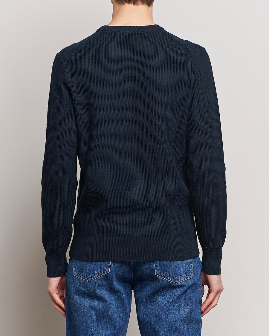 Men | Sweaters & Knitwear | J.Lindeberg | Arthur Structure Organic Cotton Crew Neck Navy