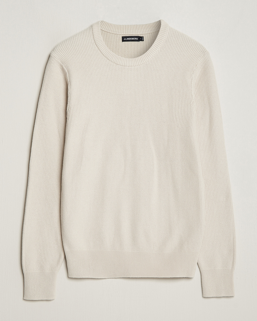 Men | Sweaters & Knitwear | J.Lindeberg | Arthur Structure Organic Cotton Crew Neck Moonbeam