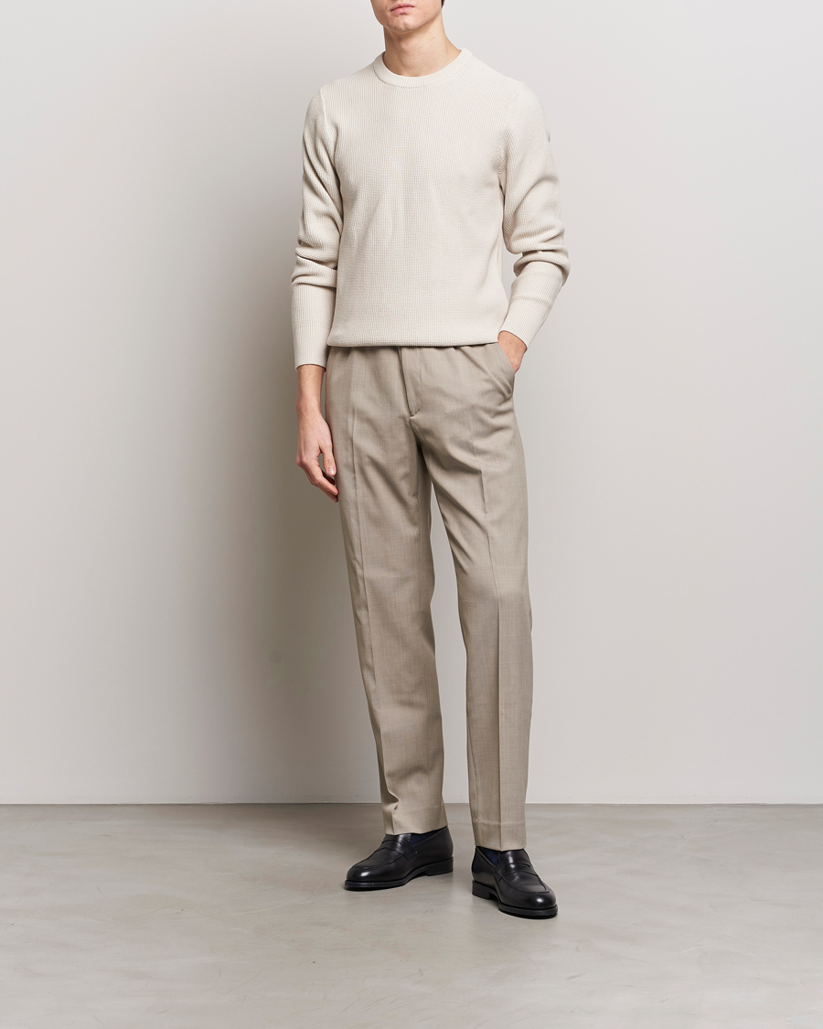 Men | Sweaters & Knitwear | J.Lindeberg | Arthur Structure Organic Cotton Crew Neck Moonbeam
