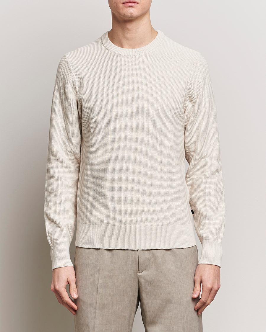 Men | Sweaters & Knitwear | J.Lindeberg | Arthur Structure Organic Cotton Crew Neck Moonbeam