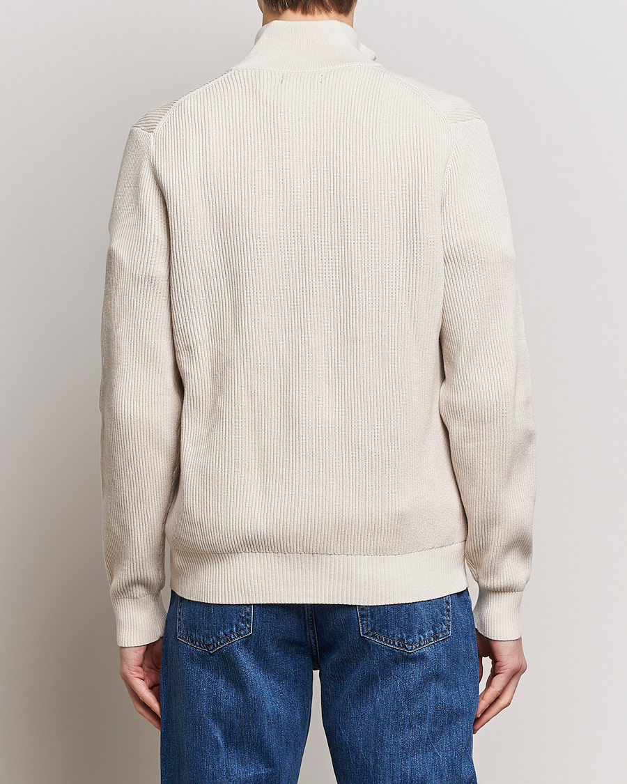 Men | Sweaters & Knitwear | J.Lindeberg | Alex Half Zip Organic Cotton Sweater Moonbeam