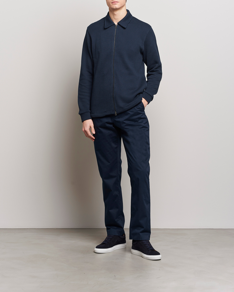 Men | Sweaters & Knitwear | J.Lindeberg | Lansa Jersey Zip Jacket Navy