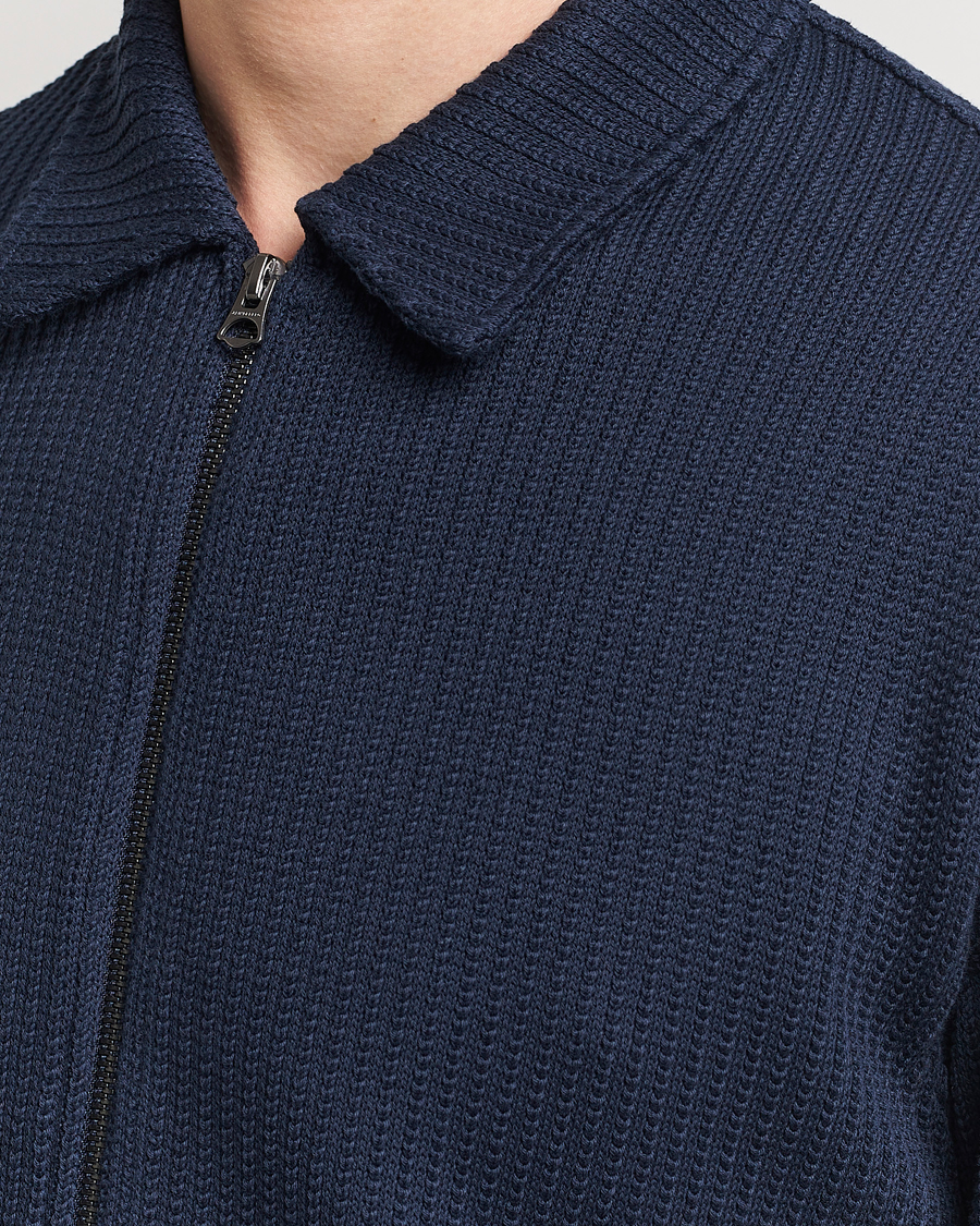 Men | Sweaters & Knitwear | J.Lindeberg | Lansa Jersey Zip Jacket Navy