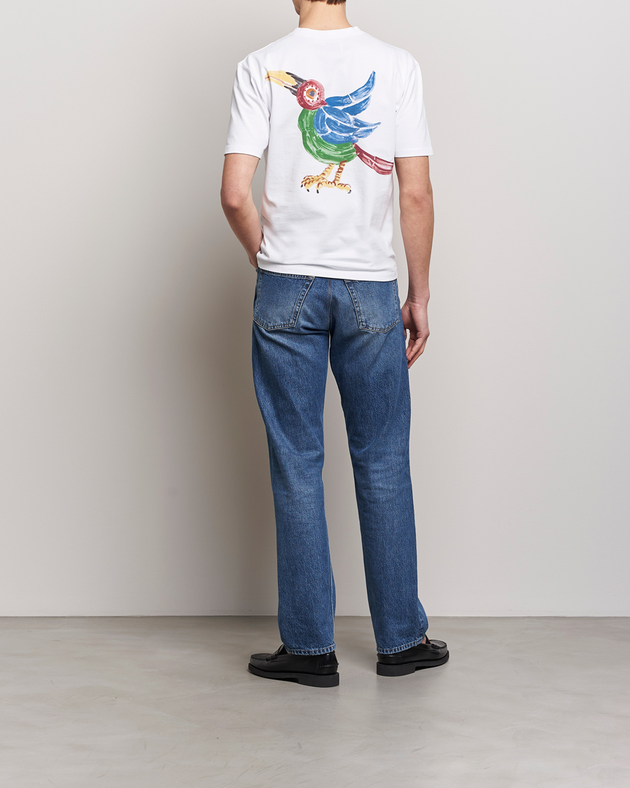 Men | T-Shirts | Drake's | Bird Graphic Print Hiking T-Shirt White