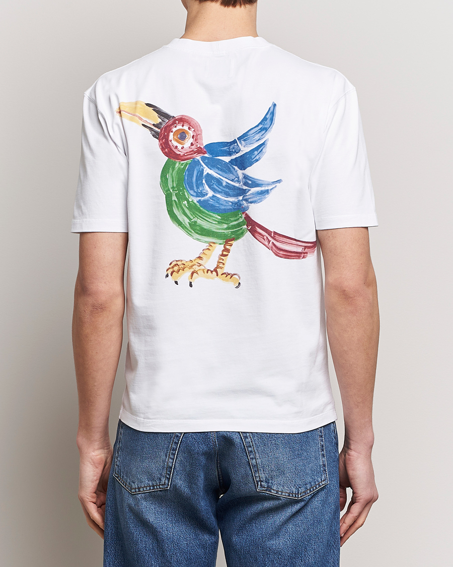 Men | T-Shirts | Drake's | Bird Graphic Print Hiking T-Shirt White