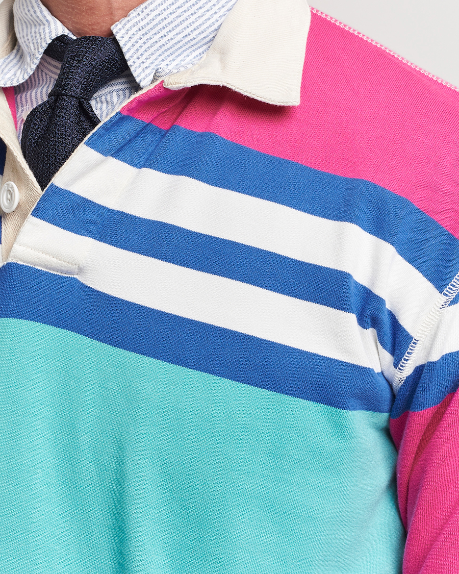 Men | Sweaters & Knitwear | Drake's | Long Sleeve Stripe Rugby Shirt Multi