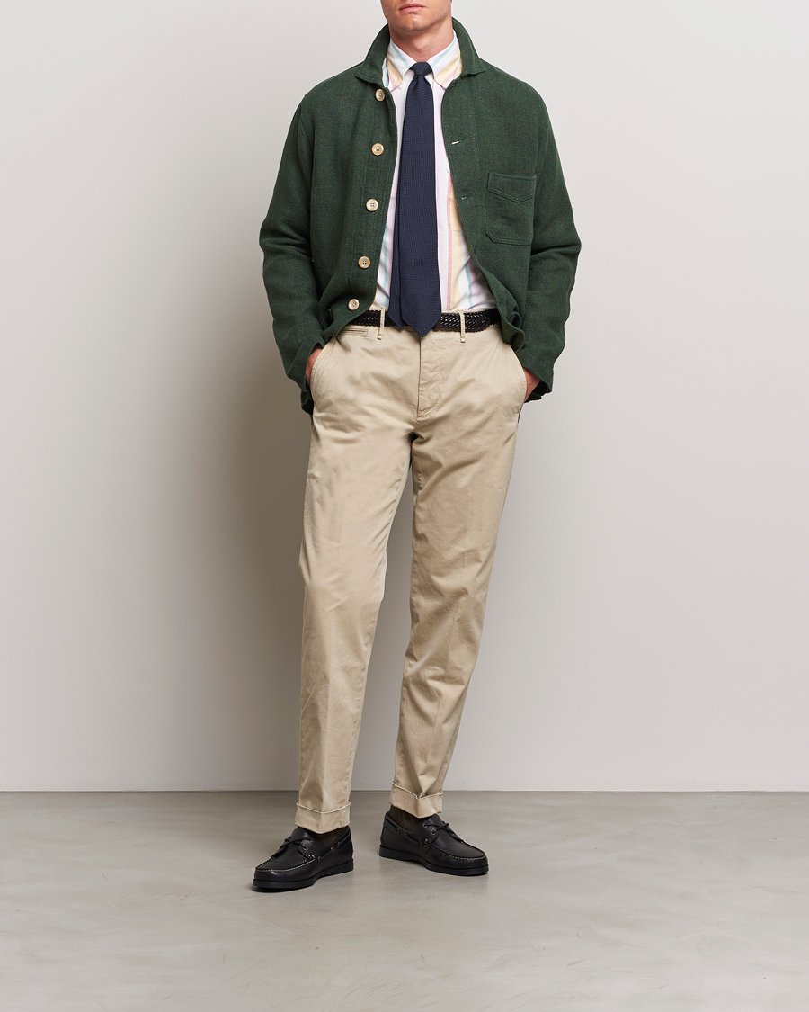 Men | Coats & Jackets | Drake's | Heavy Linen Chore Jacket Green