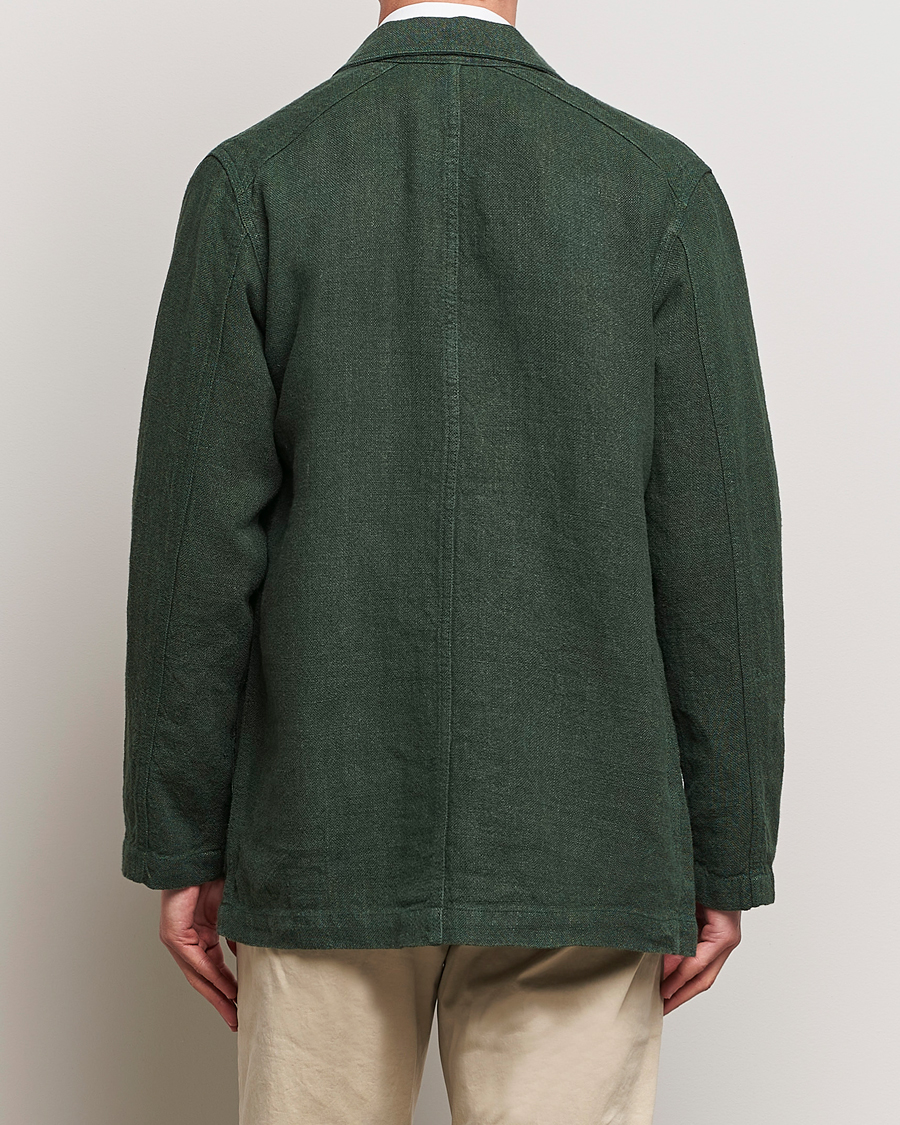 Men | Coats & Jackets | Drake's | Heavy Linen Chore Jacket Green