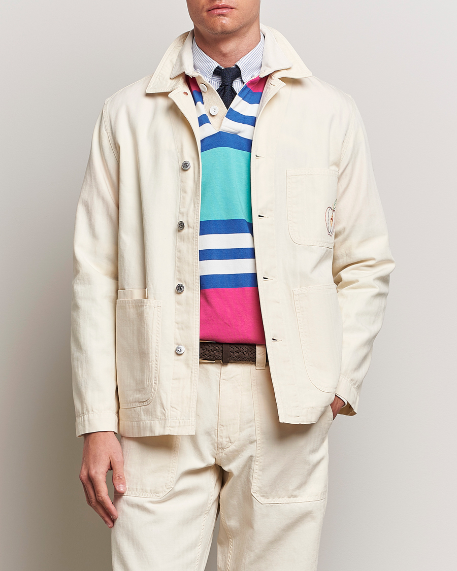 Men | Shirts | Drake's | Herringbone Fatigue Cotton Jacket Ecru
