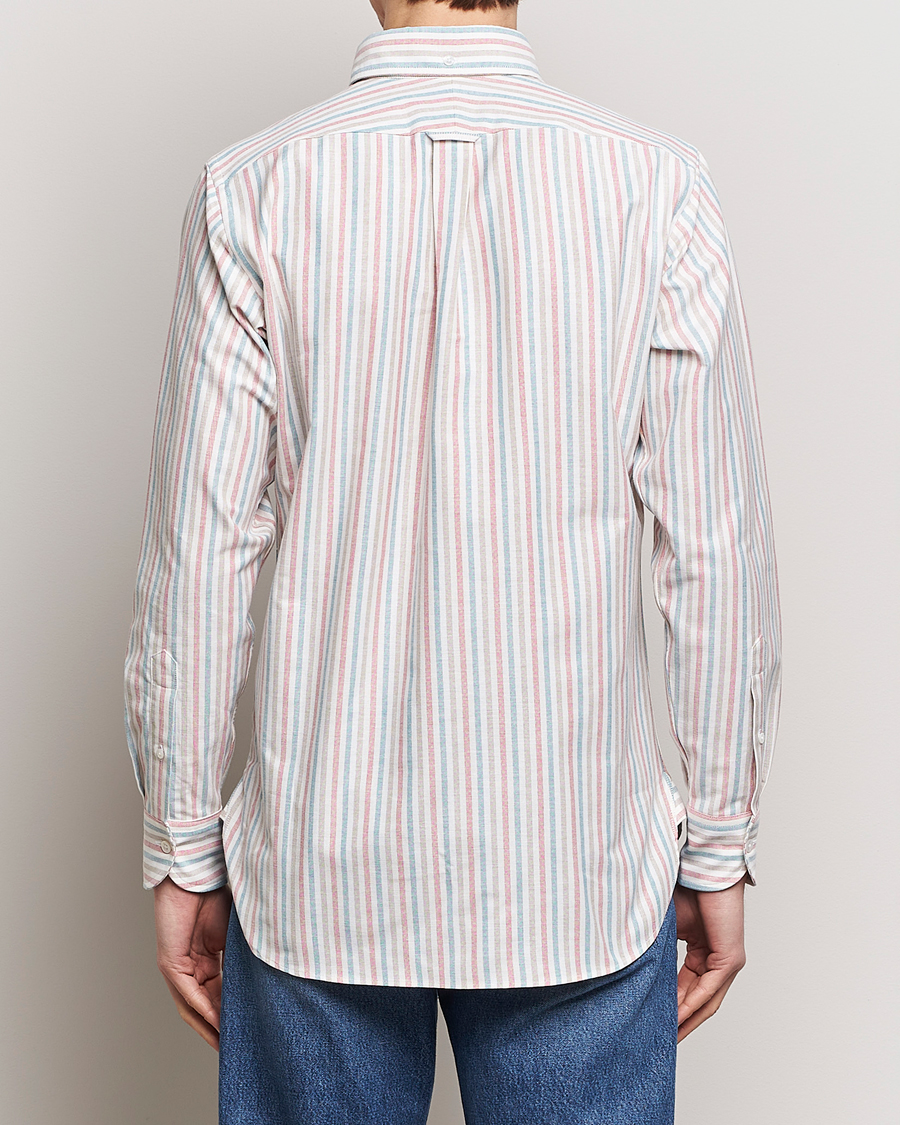 Men | Shirts | Drake's | Thin Tripple Stripe Oxford Shirt White