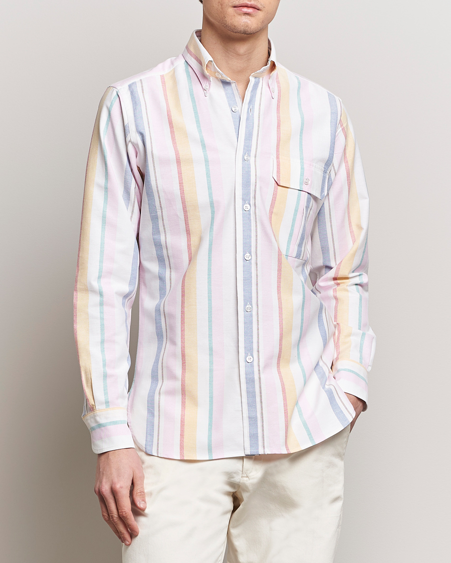 Men | Shirts | Drake's | Multi Stripe Oxford Shirt Multi