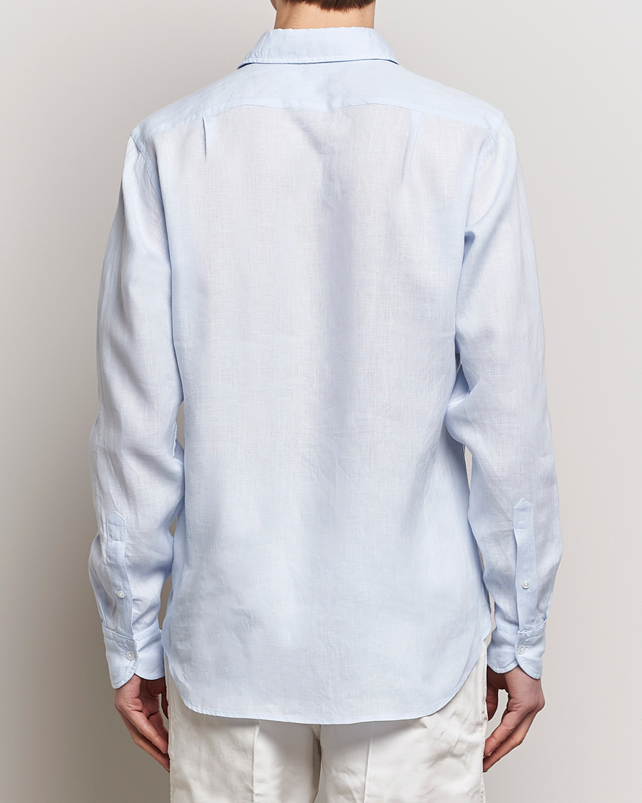 Men | Shirts | Drake's | Linen Summer Shirt Sky Blue