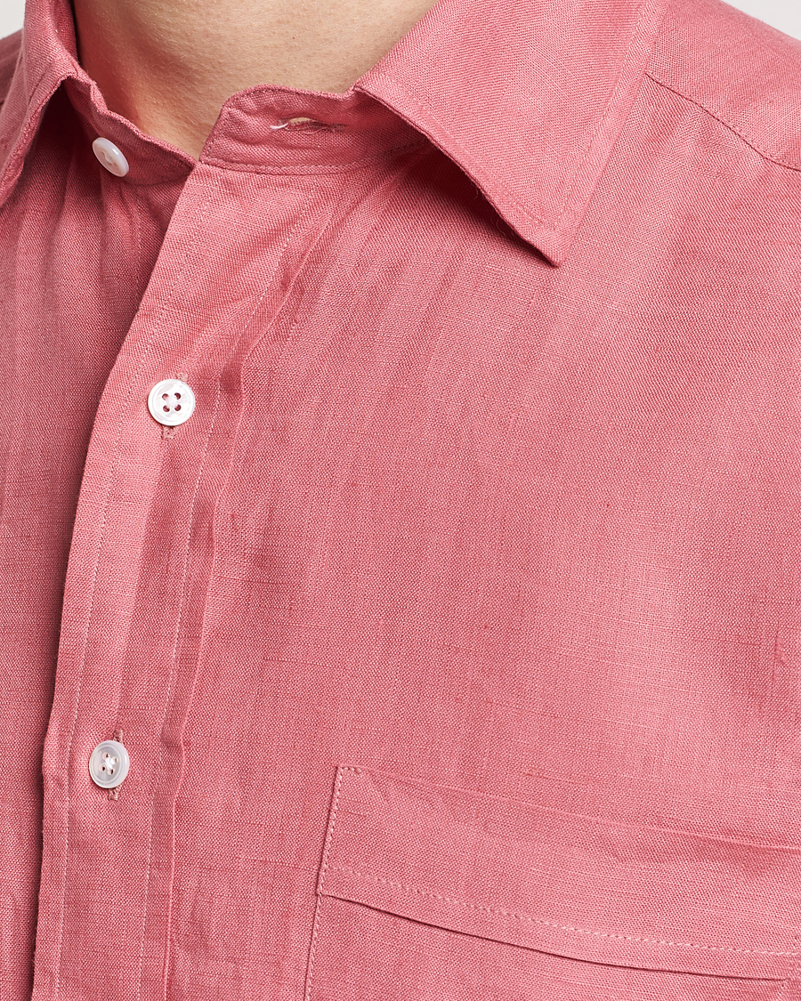 Men | Shirts | Drake's | Linen Summer Shirt Pink